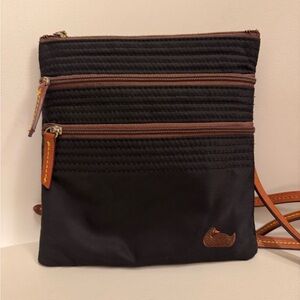 Dooney & Bourke Womens Crossbody Bag Black/Brown Zip Pockets Adjustable Strap
